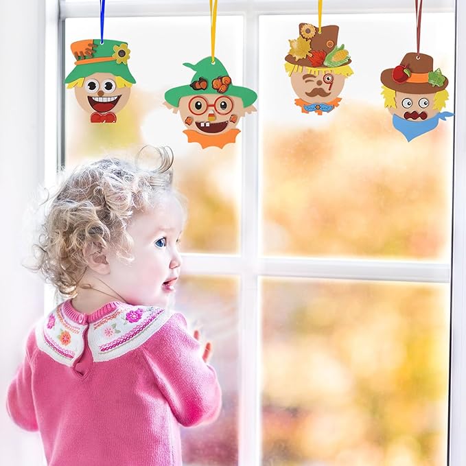 Fennoral 12 Pack Fall Craft for Kids Make You Own Scarecrow Foam Stickers DIY - Image 4