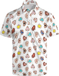 HUURAY Funny Golf Polos for Men Funny Print Short Sleeve Shirts Quick Dry Polo Shirts Hawaiian Shirt Performance Golf Outfits