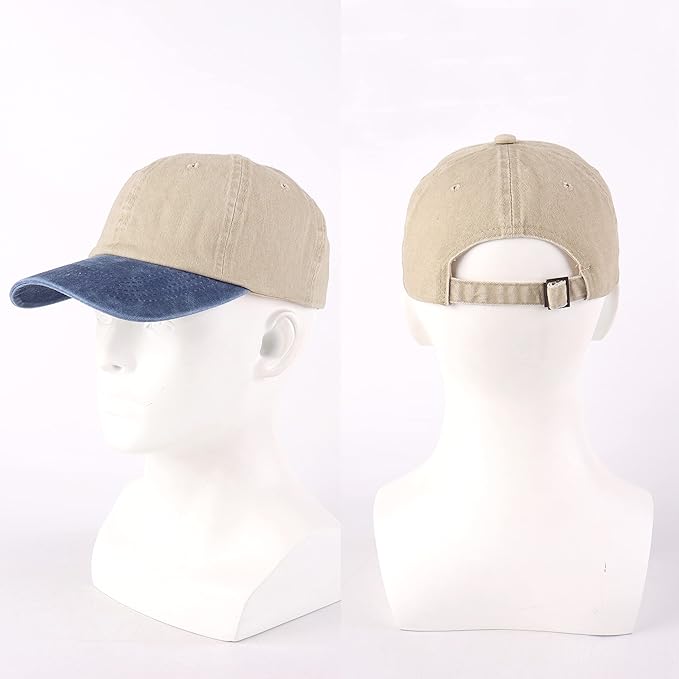 LANGZHEN Unisex Baseball Cap 100% Cotton Fits Men Women Washed Denim Adjustable Dad Hat