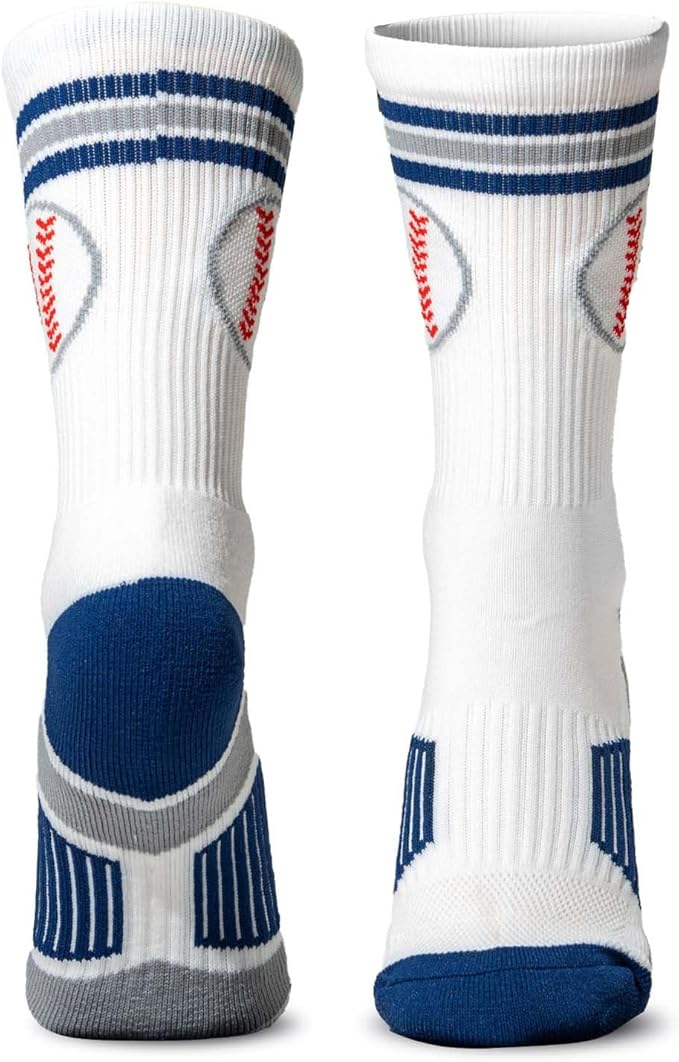 ChalkTalkSPORTS Baseball Performance Crew Socks - Boston Socks - Youth & Adult - Baseball Mid-Calf Socks