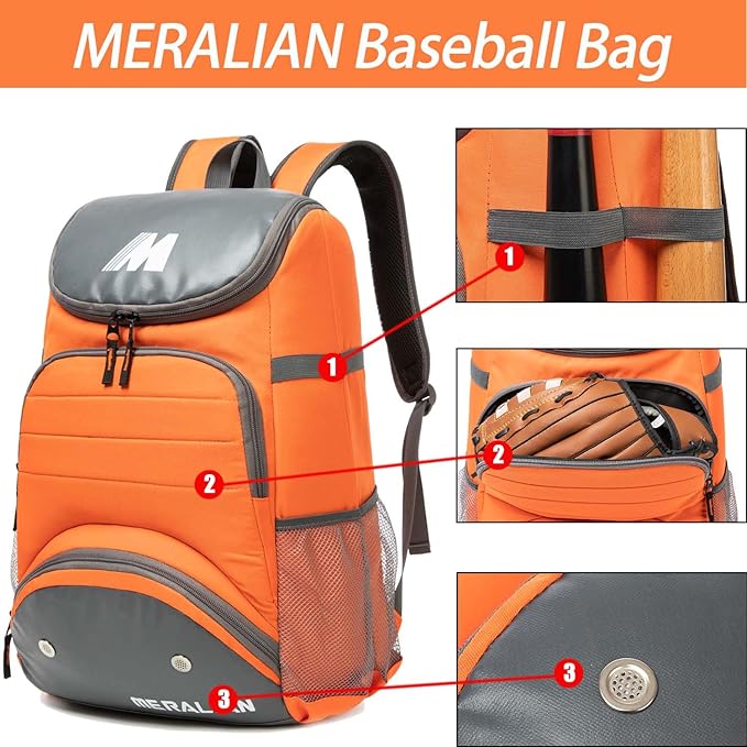 Baseball Bag - Lightweight Softball & T-Ball Backpack with Shoe Compartment for Equipment & Gear