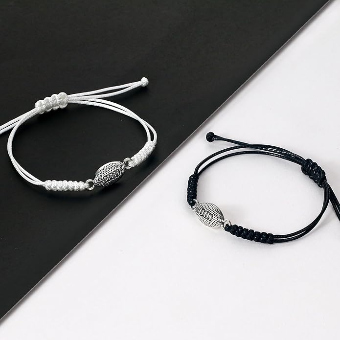 SmileBelle 2 PCS Sport Bracelets, Graduation Bracelets Volleyball Soccer Gifts Baseball Basketball Bracelet Football Jewelry for Son Daughter Fans as Sport Accessories Jewelry