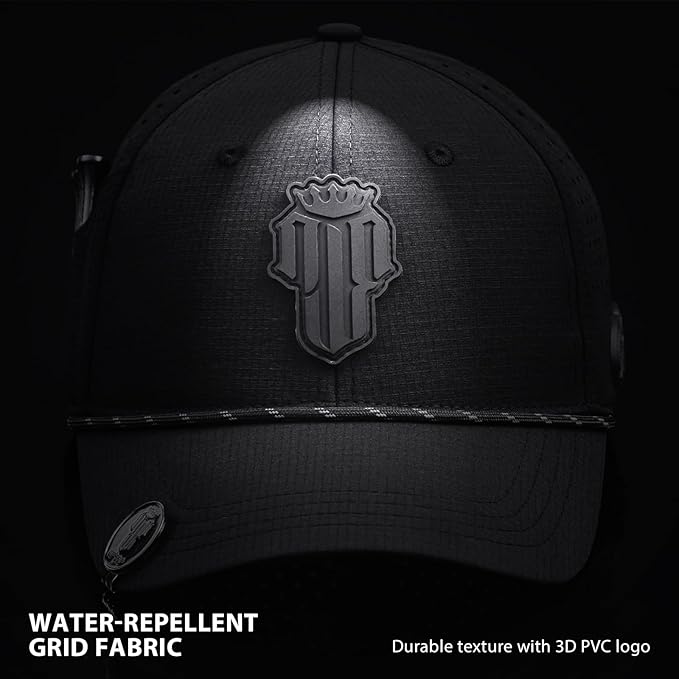 NJF Golf Hat Men - Breathable Mens Golf Hats, Adjustable Rope Hook and Loop Style Cap, Convenient Cap with Tee Holder