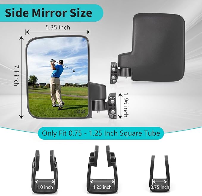 10L0L Golf Cart Mirror Sets -No Drilling Side Mirrors,Wide Angle Rear View Mirror Adjustable HD Glass Universal for Yamaha Club Car EZGO