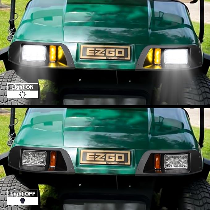 Golf Cart Deluxe Light Kit for EZGO TXT,12V Street Legal Golf Cart Upgrade Headlights Taillights Kit for EZGO TXT Led Light 1996-2013 with Turn Signals Hazard Light Switch Horn Brake Pad