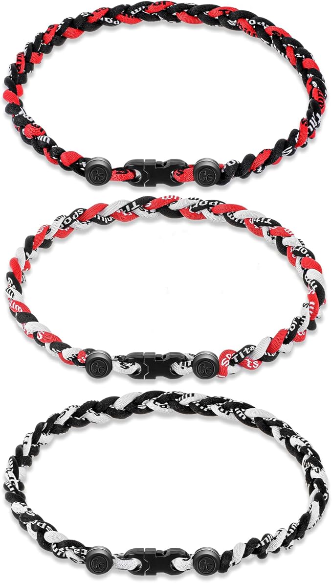 Junkin Baseball Necklaces Three Braided Rope Titanium Necklace for Fans Team Gifts Boys Men Player Softball Sports