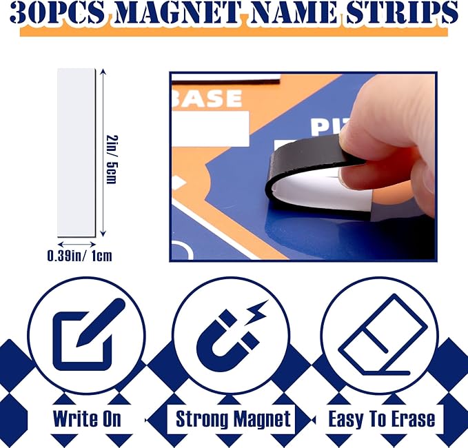 1+44PCS Baseball Coaching Board for Dugout, Dry Erase Lineup Board Softball Clipboard for Coach/ 30 Name Strip/ 10 Number Blocks/ 2 Marker/ 2 Buckle