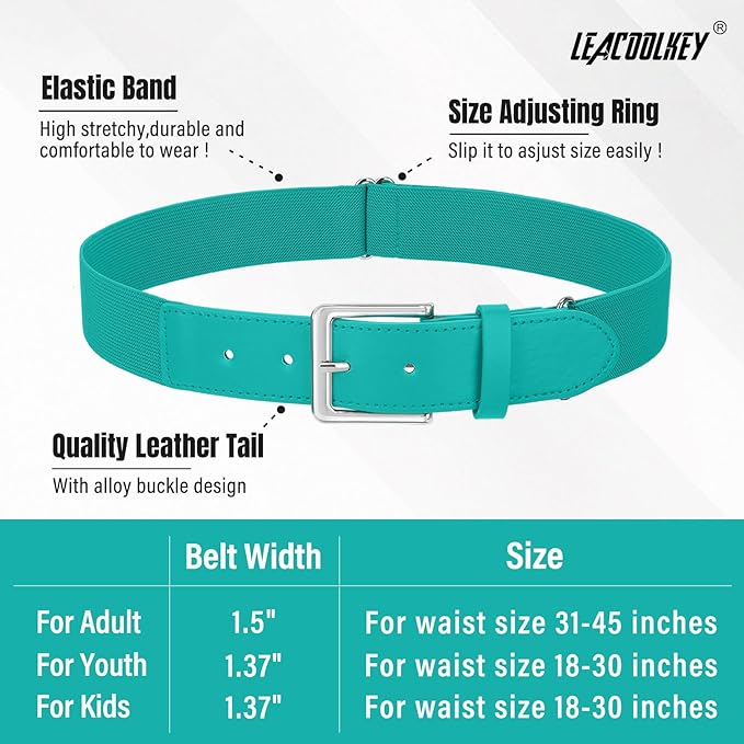 LEACOOLKEY Baseball Belt and Socks Combo Set Adjustable Softball Socks and Elastic Belt for Youth and Adult