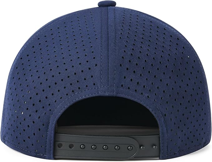 FEINION Men Flat Brim Adjustable Performance Hat Snapback Laser Perforated Baseball Cap