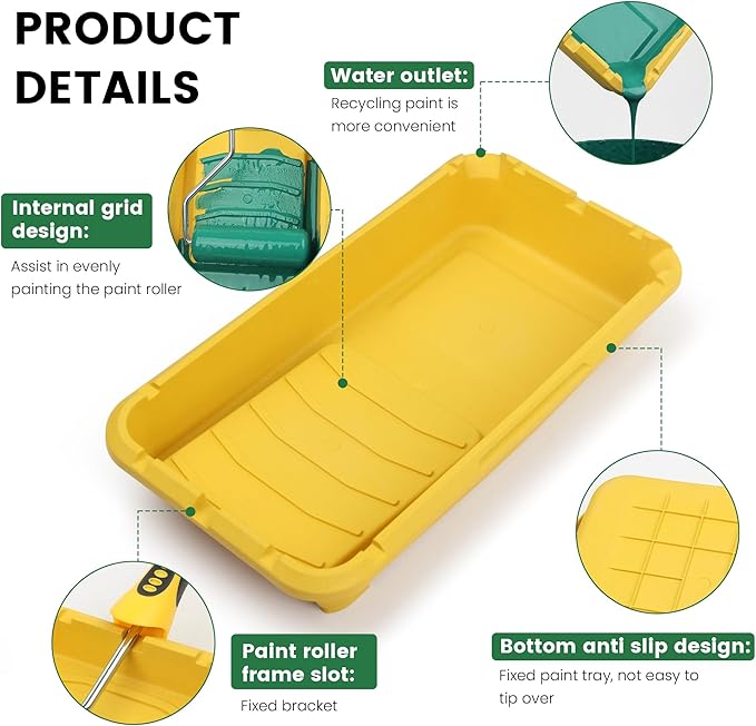 VOOMEY Paint Tray 4 inch, Paint Tray Liner, Paint Roller Tray - Image 2