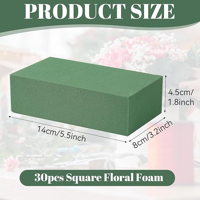 30 Pack Floral Foam Blocks for Fresh and Artificial Flowers – Green Wet Foam - Image 5