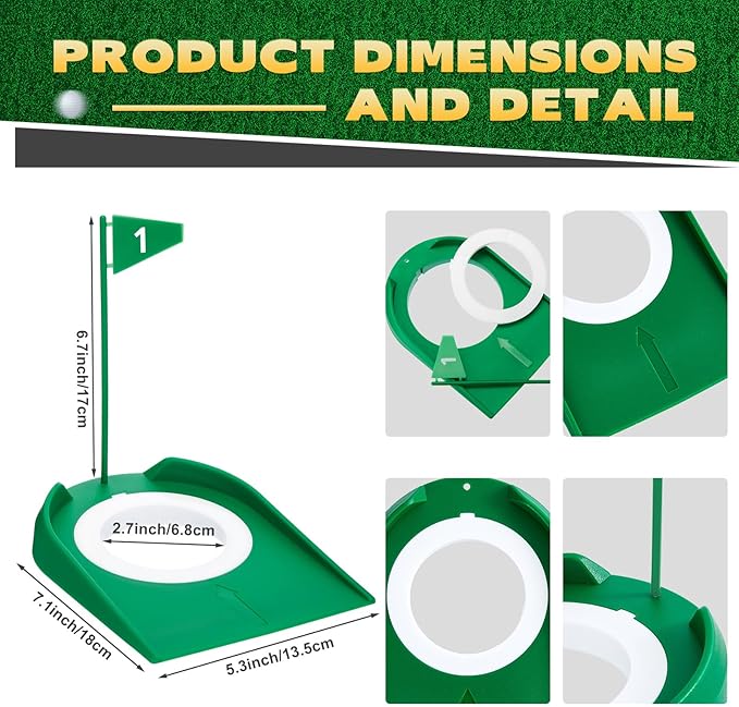 Sotiff Golf Putting Practice Cup Hole Training Aids Golf Accessories Training Putters with Plastic Flag for Adult Office Garage Yard Indoor Outdoor Practice