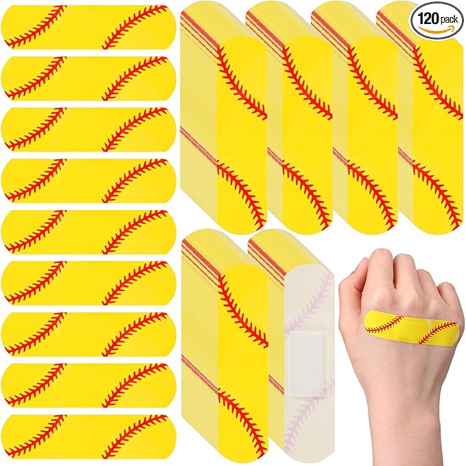 Geiserailie 120 Pieces Softball Bandages Fabric Adhesive Finger Bandages Waterproof Flexible Travel First Aid Supplies for Softball Team Boys Girls Fans Party Supplies