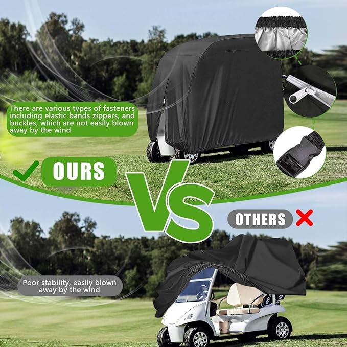 KISEER 4 Passenger 420D Waterproof Golf Cart Cover fits EZ GO Club Car Yamaha, Sunproof Dustproof