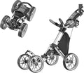 CaddyTek 4 Wheel Golf Push Cart - Caddycruiser One Version 8 1-Click Folding Trolley - Lightweight, Compact Pull Caddy Cart, Easy to Open