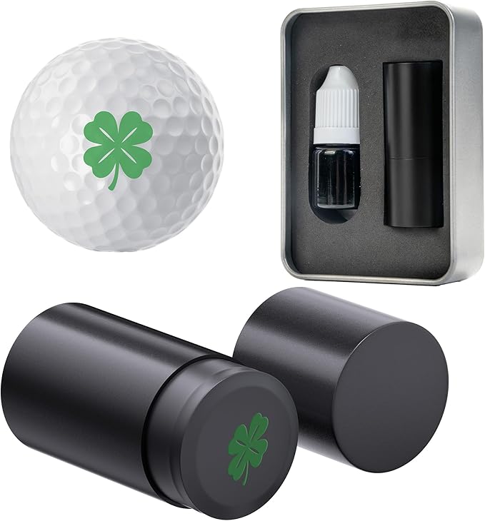 AddAcc Golf Ball Stamp, Self-Inking Marker, Golf Ball Marker, Golf Accessories for Men Golf Stuff Golf Gifts for Men Dad Golfer Golf Gadgets Four Leaf Clover