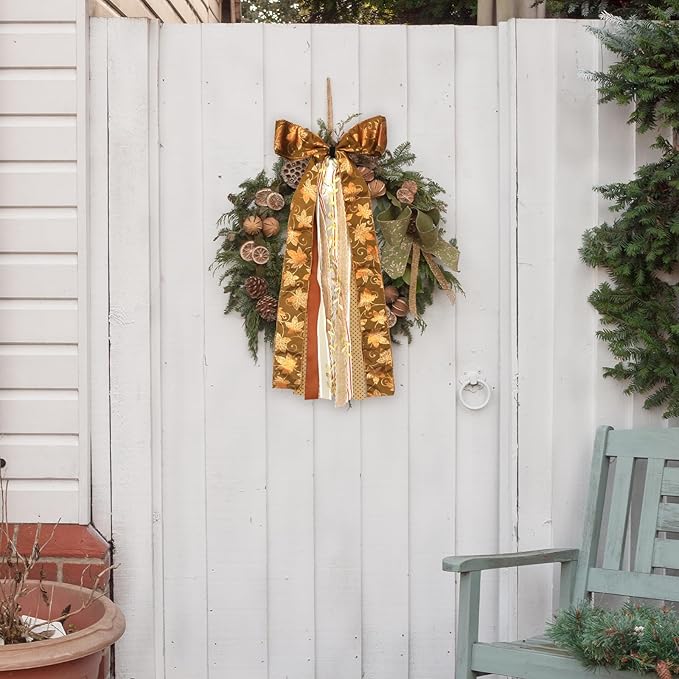 Large Maple Leaf Ribbons Bow for Wreath - Image 5