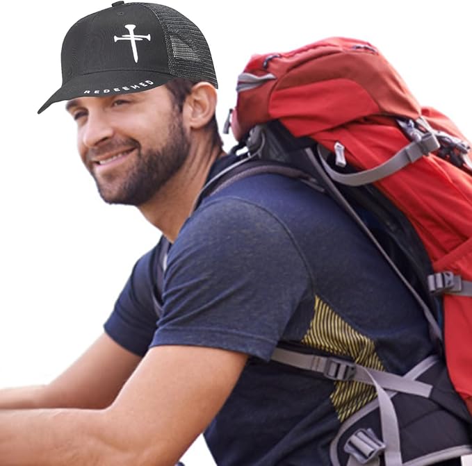 Christian Hats for Men Women with Gift Box, Embroidered Three Nails Cross Baseball Caps, Adjustable Mesh Outdoor Hat