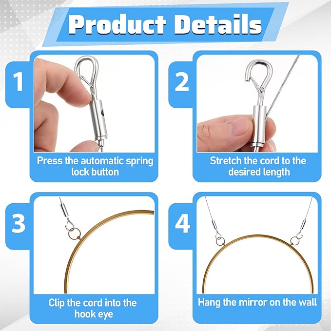 6 Pcs Picture Hanging Wire Heavy Duty Adjustable Art Hanging Wire 9.8FT x1.5mm - Image 3