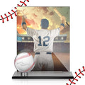 DoubleFill Acrylic Baseball Display Case for Ball and Cards Clear Base Ball Holder Ring Stand Set Centerpieces Protector Memorabilia Showcase for Official Size Baseball(Large)