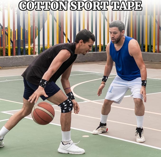 2Pcs Pre-Wrap Black Christian Athletic Wrist Tape 2 Inch Wide, Soccer Baseball Drip Wrist Tape Cross Socks Accessories Drip Youth, Sport Supplies for Football Sports Baseball Gymnastics Athlete Injury