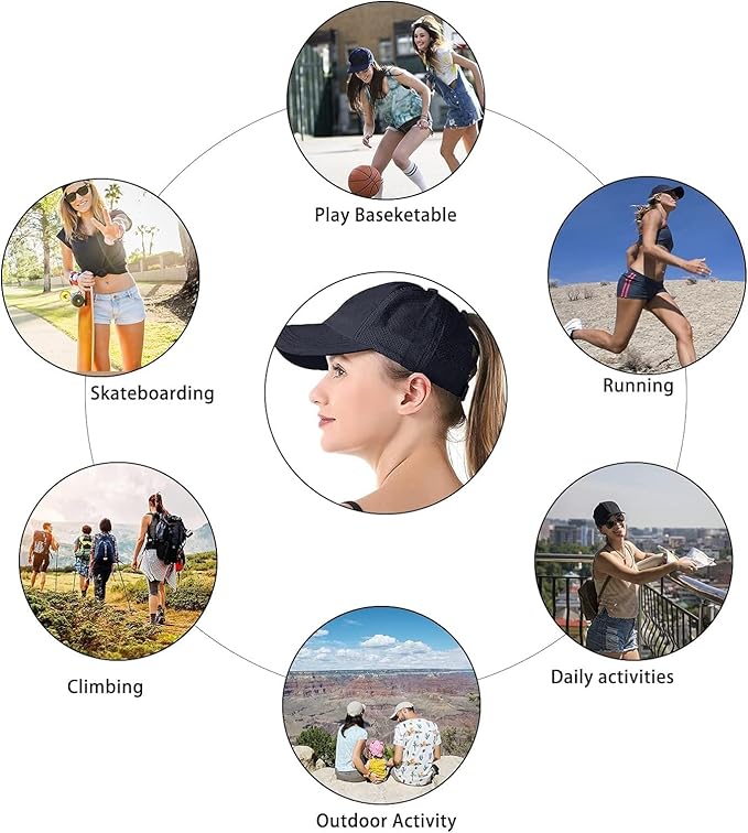 Criss Cross Hat Washed Distressed Baseball Cap Ponytail Hat High Messy Bun Ponycap for Women