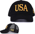 USA Trucker Hat for Men & Women American Flag Cap Adjustable Baseball Cap Mesh Snap Patriotic 3D Embroidered Cap