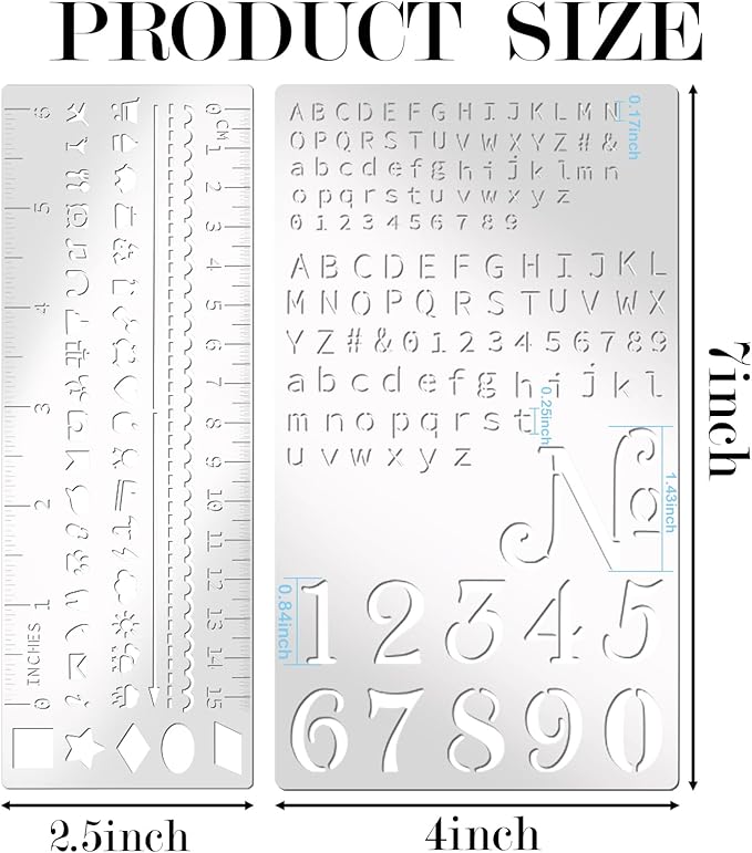 4 Pieces Metal Planner Stencil Journal Engraving Stencils Rustproof Small - Image 4