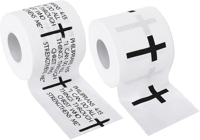 2PCS Pre-Wrap Christian Athletic Tape for Sports 2 Inch Wide Soccer Baseball Wrist Tape Religious Cross Wrist Tapes Accessories, Sport Supplies for Football Sports Baseball Gymnastics Athlete Injury