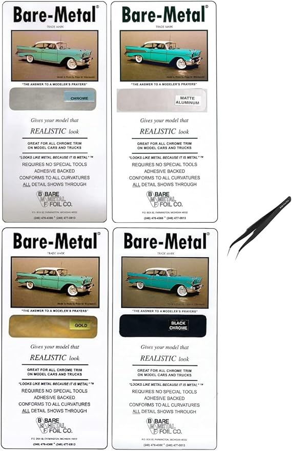 Bare Metal Foil Model Adhesive Sheet, Matte Aluminum, and Black Chrome by Make+Your+Day