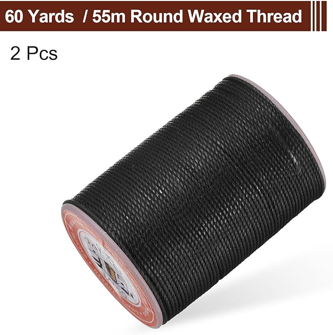 uxcell Round Leather Sewing Waxed Thread, 55m / 60 Yards Polyester Wax String - Image 3