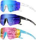 3PACK Kids Sunglasses Youth Baseball Sunglasses for Boys Girls Age 4-12,Softball Sports Cycling Goggles UV Protection
