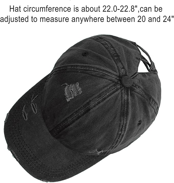 Womens Criss Cross Ponytail Baseball Cap Distressed Ponytail Hat High Messy Bun Trucker Ponycap for Outdoor Sports