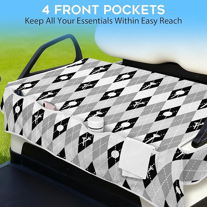 Golf Cart Seat Covers Club Car Golf Cart Accessories 4 Pockets Golf Carts Seat Towel Blanket for Men Women Golf Cart Decor