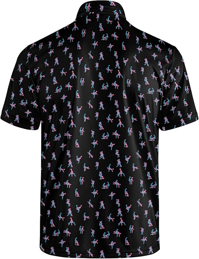 Golf Polo Shirts for Men Funny Print Short Sleeve Golf Shirts Performance Golf Polos