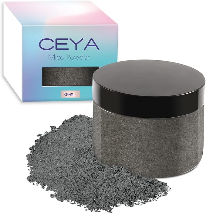 Ceya Mica Powder, 5.3oz/ 150g Charcoal Grey Pearlescent Effect Colorant Pigment by CEYA