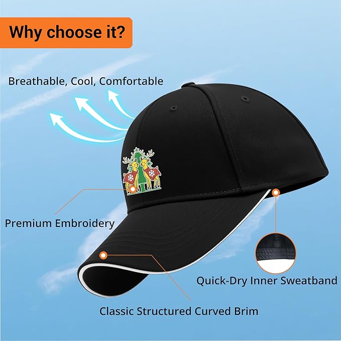 Embroidered Baseball Cap for Men Women, Breathable Cotton Adjustable Hat, Various Patterns for Casual Daily Outfits