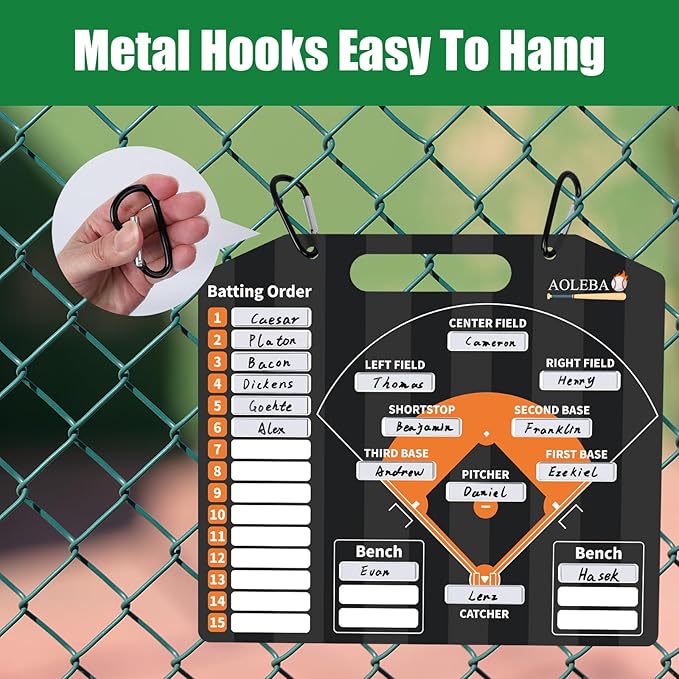 AOLEBA Baseball Lineup Board for Dugout,Dry Erase Magnetic Metal Baseball Clipboard for Coaches