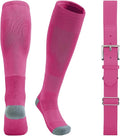 QBK Youth Baseball Socks & Belt Combo Set for Kids 2-16 Years -Softball/Tee Ball Accessories (1 Pair + 1 Belt, Unisex)