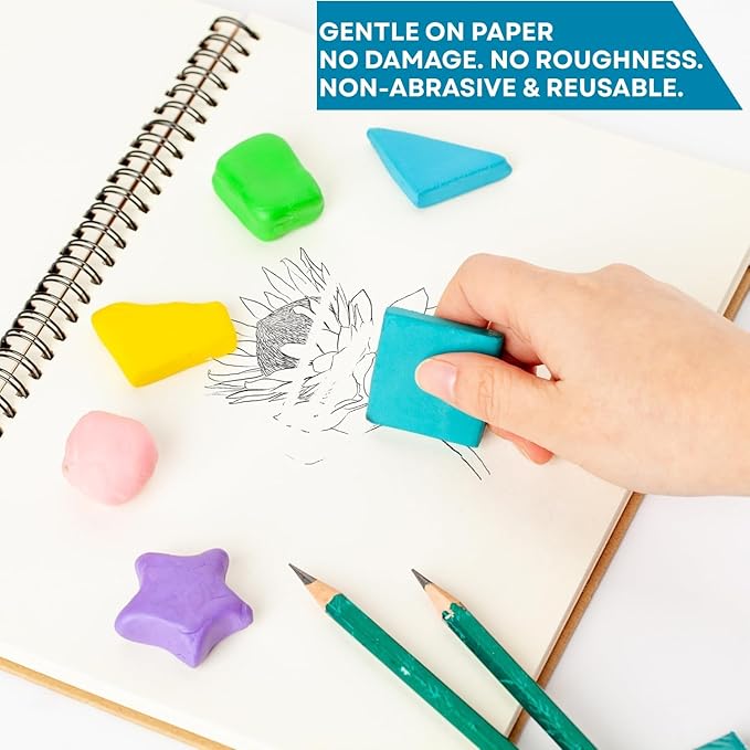 24 Pack Kneaded Erasers, Colorful Drawing Art Moldable Kneaded Sketching Erasers - Image 4