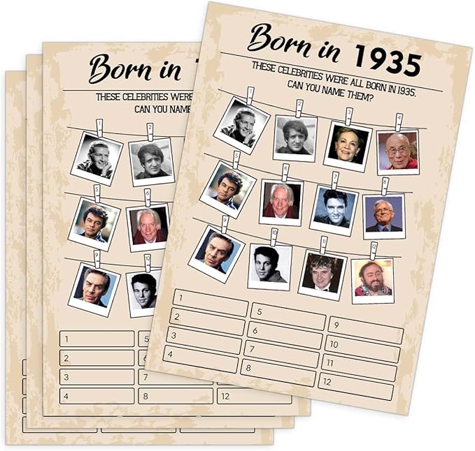 QUPT 1930s-themed Birthday Party Game Cards, 5x7 Inches, No Batteries Required by QUPT
