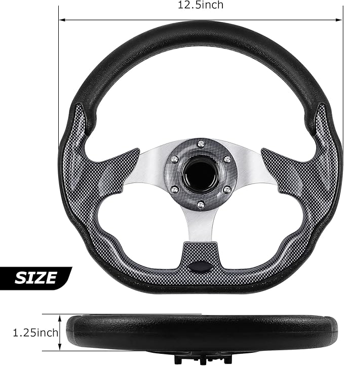 Golf Cart Steering Wheel, Skid Steering Wheel, Universal Golf Cart for Club Car EZGO RXV and for TXT, for Yamaha, for Precedent Tempo, for DS