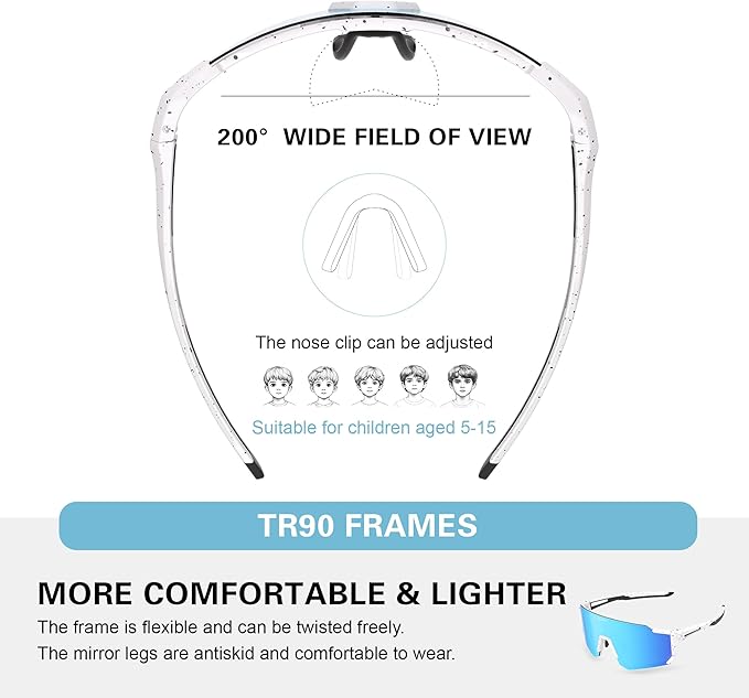 suoso Kids Polarized Sunglasses Youth Lightweight Sun glasses UV Protection Sports Sunglasses for 3-12 Boys Girls Baseball