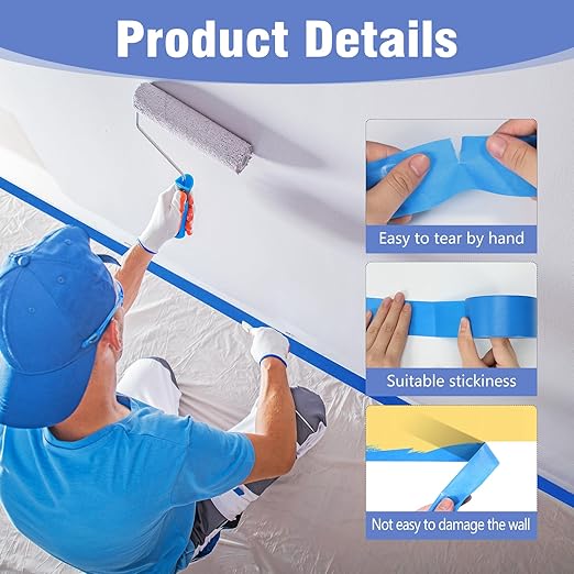 Blue Painters Tape 1.89In x 55Yd Painters Tape 3 Rolls Painters Blue Tape - Image 3