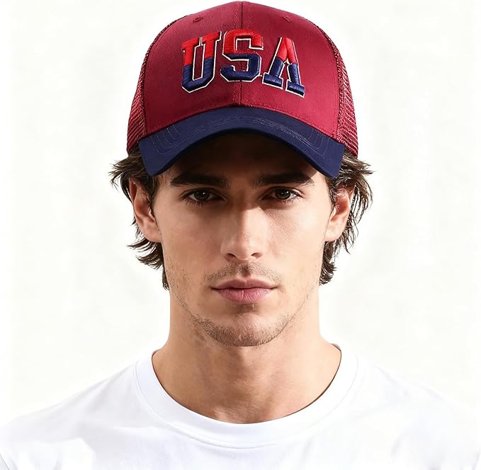 American Flag Patriotic Baseball Cap | Embroidered USA Flag 100% Cotton Adjustable Hat for Men & Women