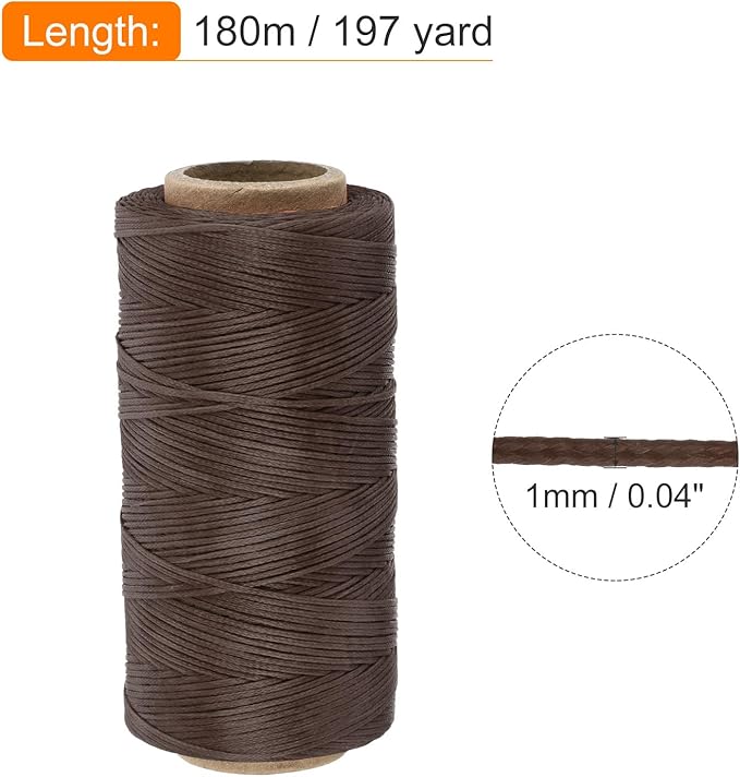 MECCANIXITY Waxed Thread, 197 Yard 1mm 210D Flat Wax Thread Polyester Waxed - Image 2