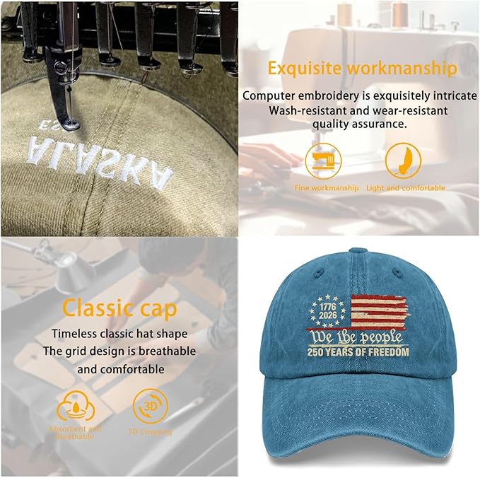 U.S. 250th Anniversary 250 Years Freedoms 1776-2026 Baseball Hats Funny