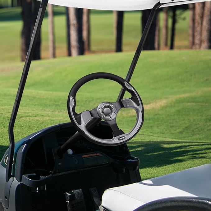 Golf Cart Steering Wheel, Skid Steering Wheel, Universal Golf Cart for Club Car EZGO RXV and TXT, Yamaha, Precedent Tempo, DS