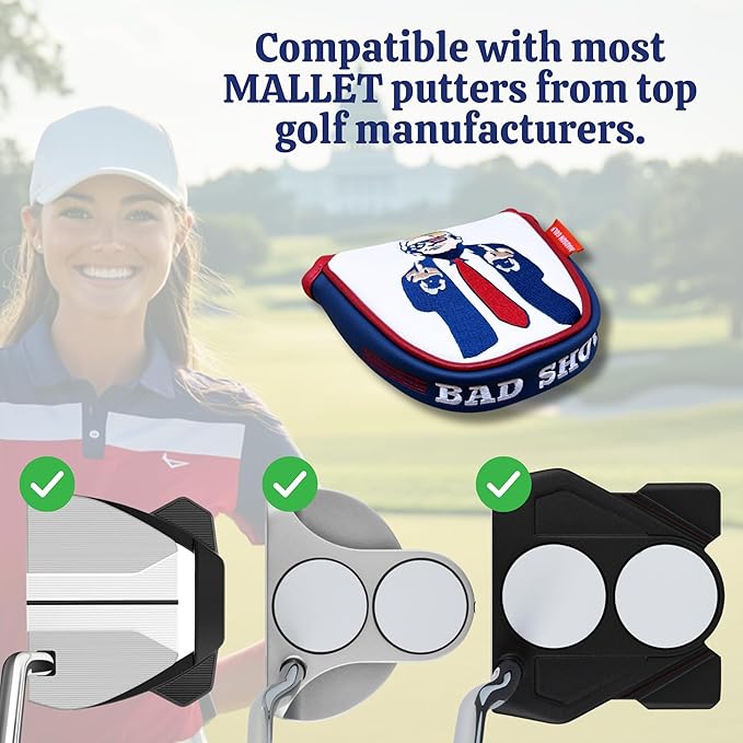 The Original USA Funny Golf Head Covers Trump Bad Shot Driver Fairway Wood Putter Headcover with Madson Golf Cart Magnet for securing Golf Head Cover, Donald Trump Merchandise, Dad Gifts for Birthday