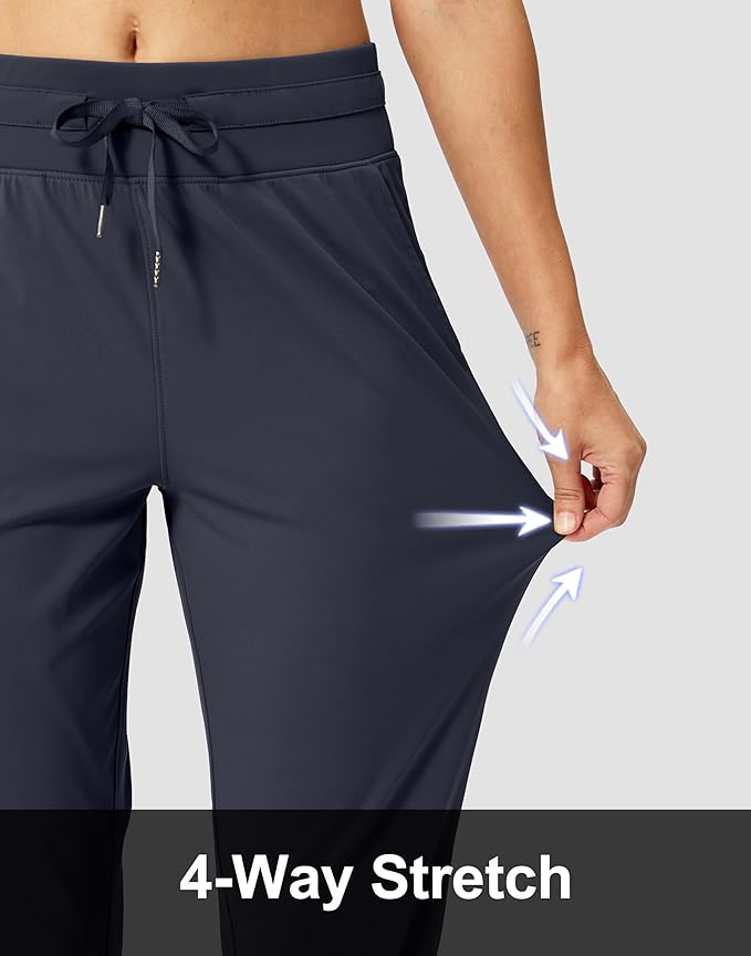 Soothfeel Women's Pants with 4 Pockets 7/8 Stretch High Waisted Sweatpants Travel Athletic Work Golf Pants for Women
